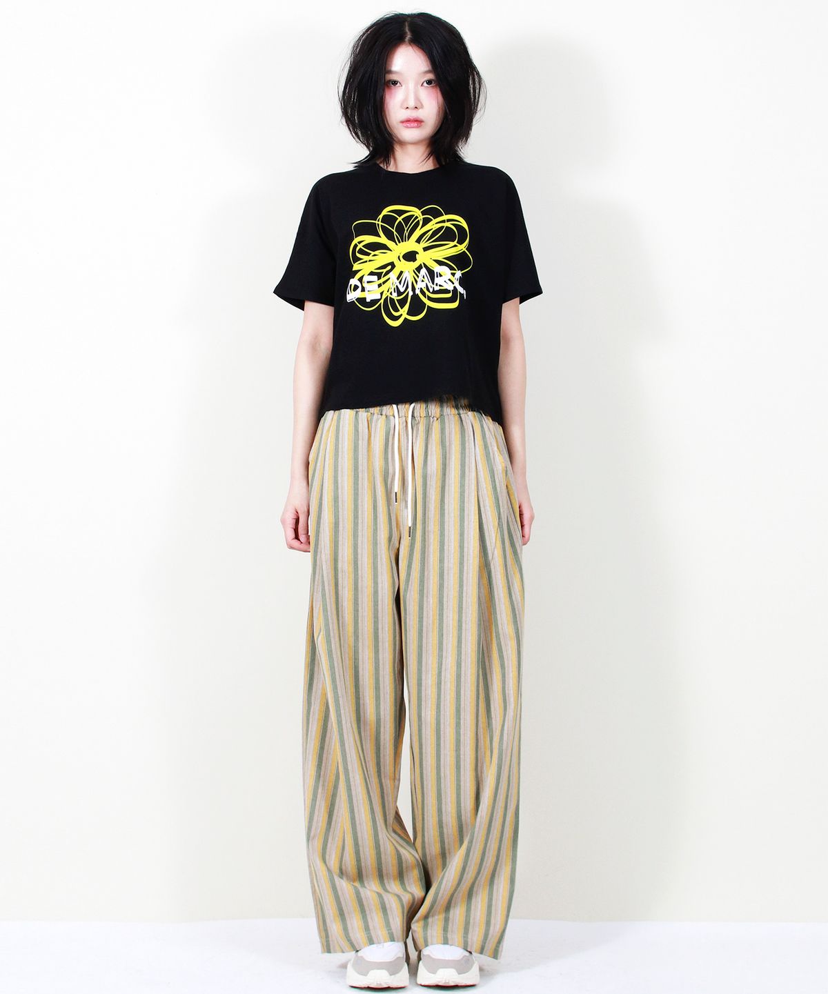 드마크(DEMARC) VINTAGE STRIPE WIDE PANTS SAGE GREEN