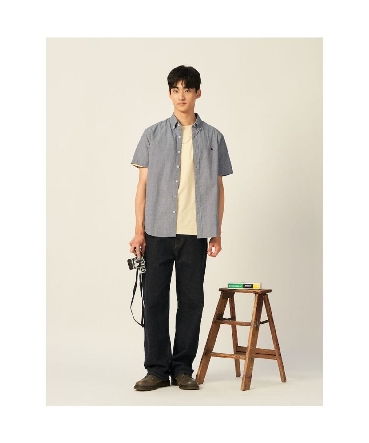 빈폴 멘(BEANPOLE MEN) 강연 시어서커 스몰 깅엄 반소매 셔츠  블랙 (BC5465C475)