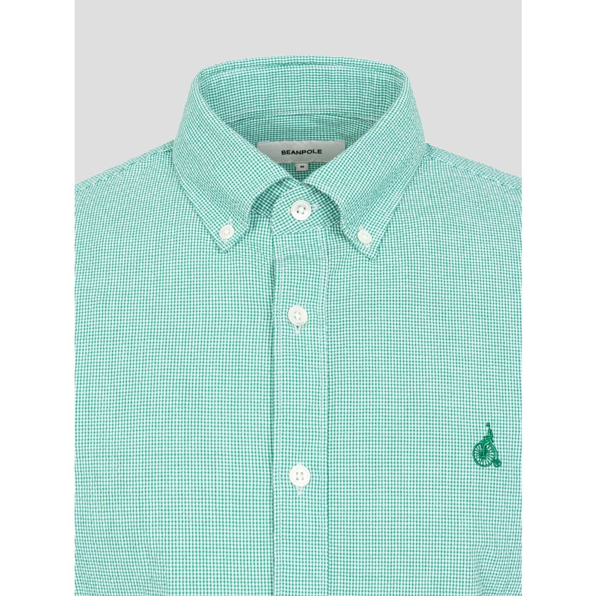 빈폴 멘(BEANPOLE MEN) 강연 시어서커 스몰 깅엄 반소매 셔츠  그린 (BC5465C47M)