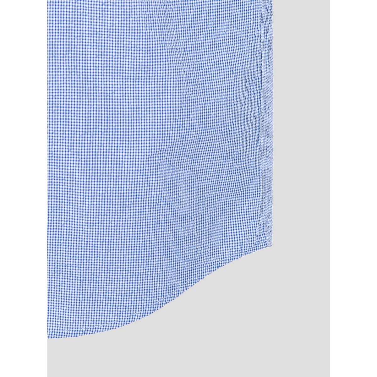 빈폴 멘(BEANPOLE MEN) 강연 시어서커 스몰 깅엄 반소매 셔츠  블루