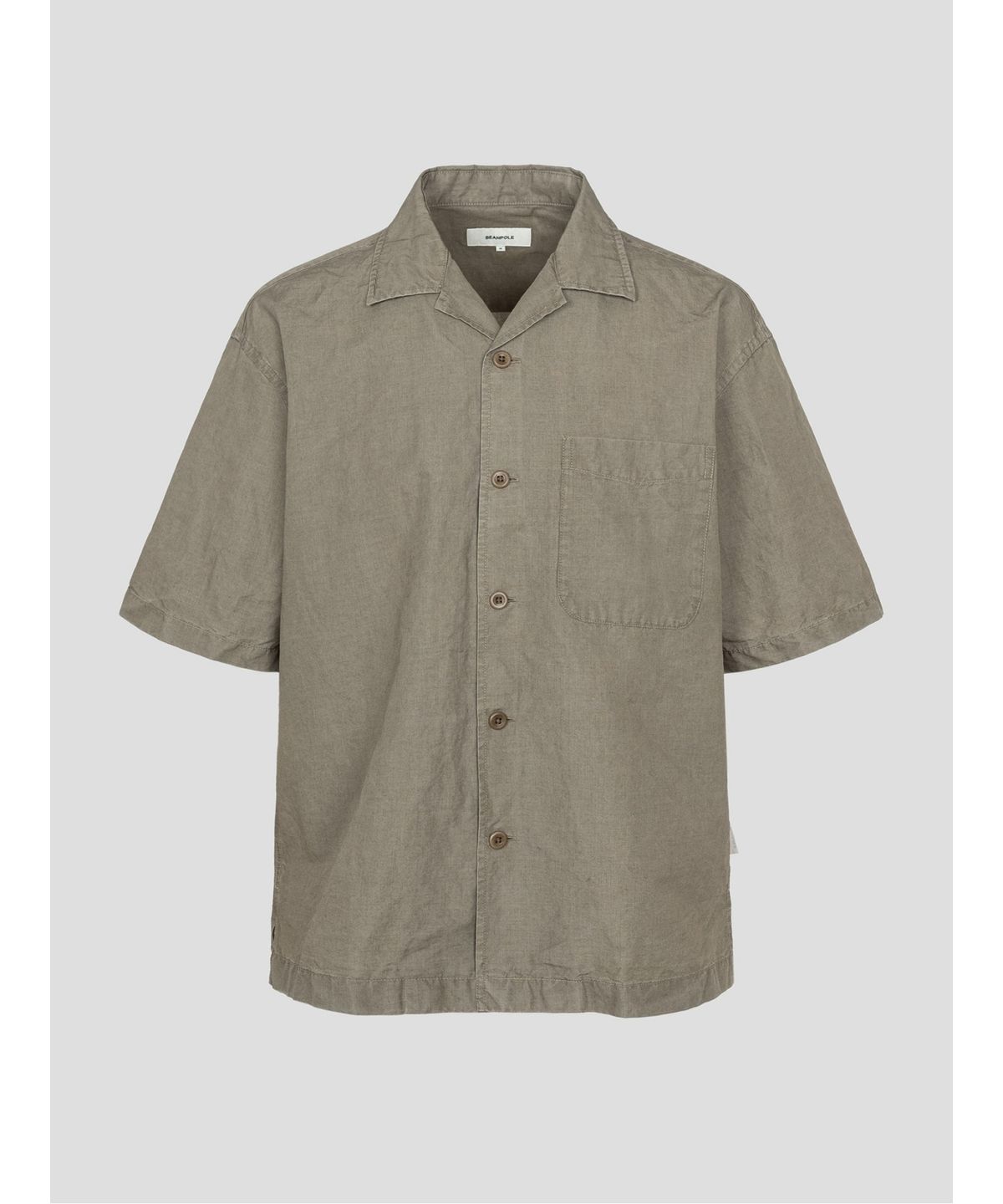 빈폴 멘(BEANPOLE MEN) 리넨 혼방 솔리드 오픈카라 반소매 셔츠  베이지 (BC5465C28A)