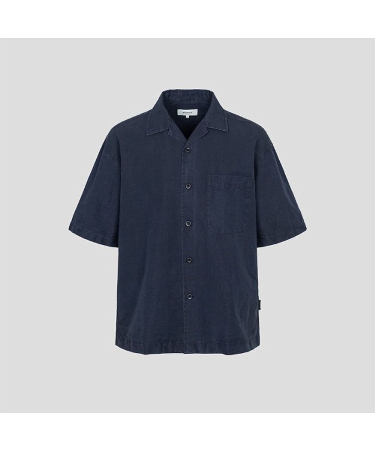 빈폴 멘(BEANPOLE MEN) 리넨 혼방 솔리드 오픈카라 반소매 셔츠  네이비 (BC5465C28R)