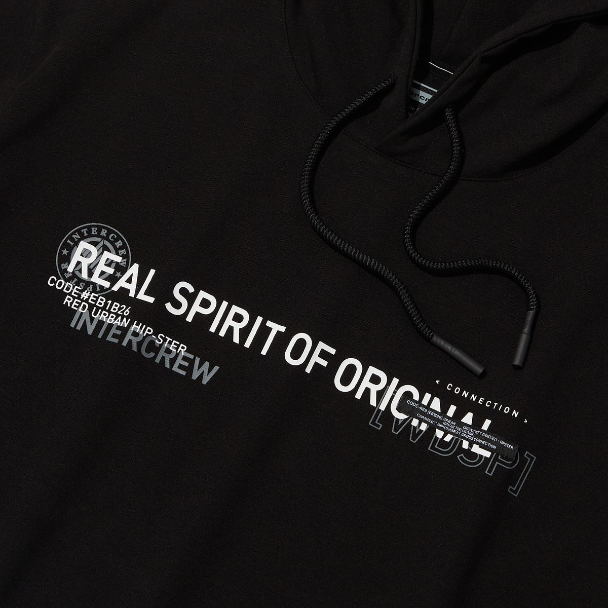 인터크루(INTERCREW) 라벨매쉬배색후드반팔 블랙 ITZ2TH01ABK