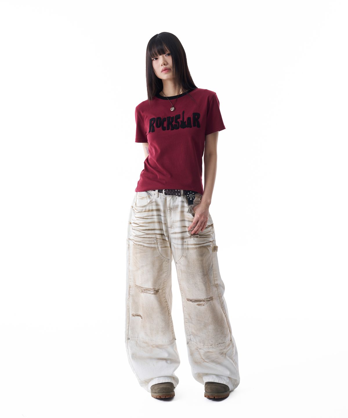 아캄(AAKAM) ROCKSTAR Boucle Half Top (Red)