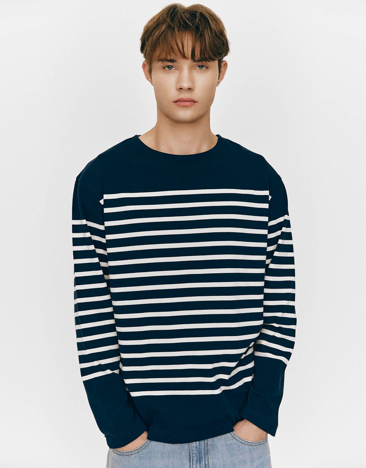 지오다노(GIORDANO) 스트라이프 긴팔티 025520 [5color]