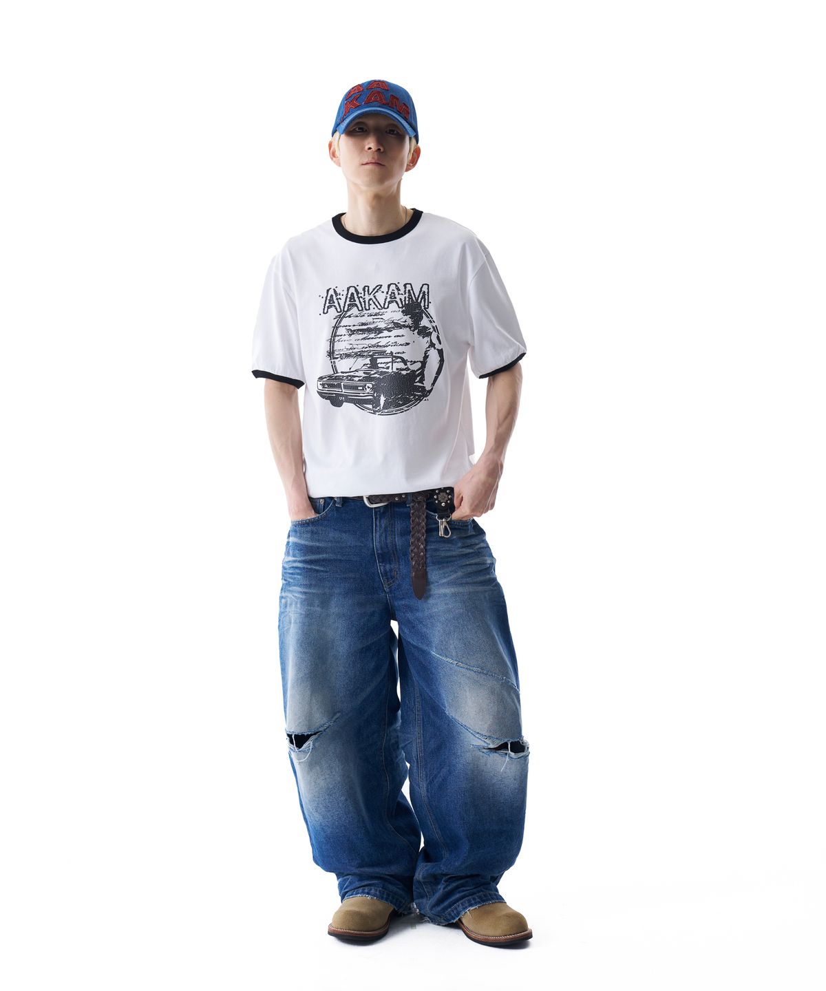아캄(AAKAM) Cracked Car Ringer Top (White)