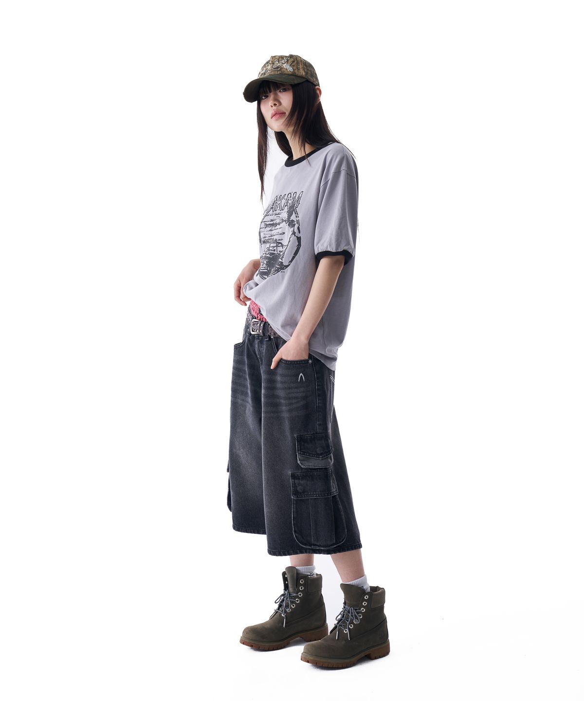 아캄(AAKAM) Cracked Car Ringer Top (Gray)