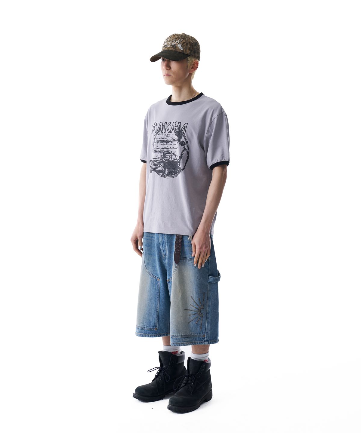 아캄(AAKAM) Cracked Car Ringer Top (Gray)