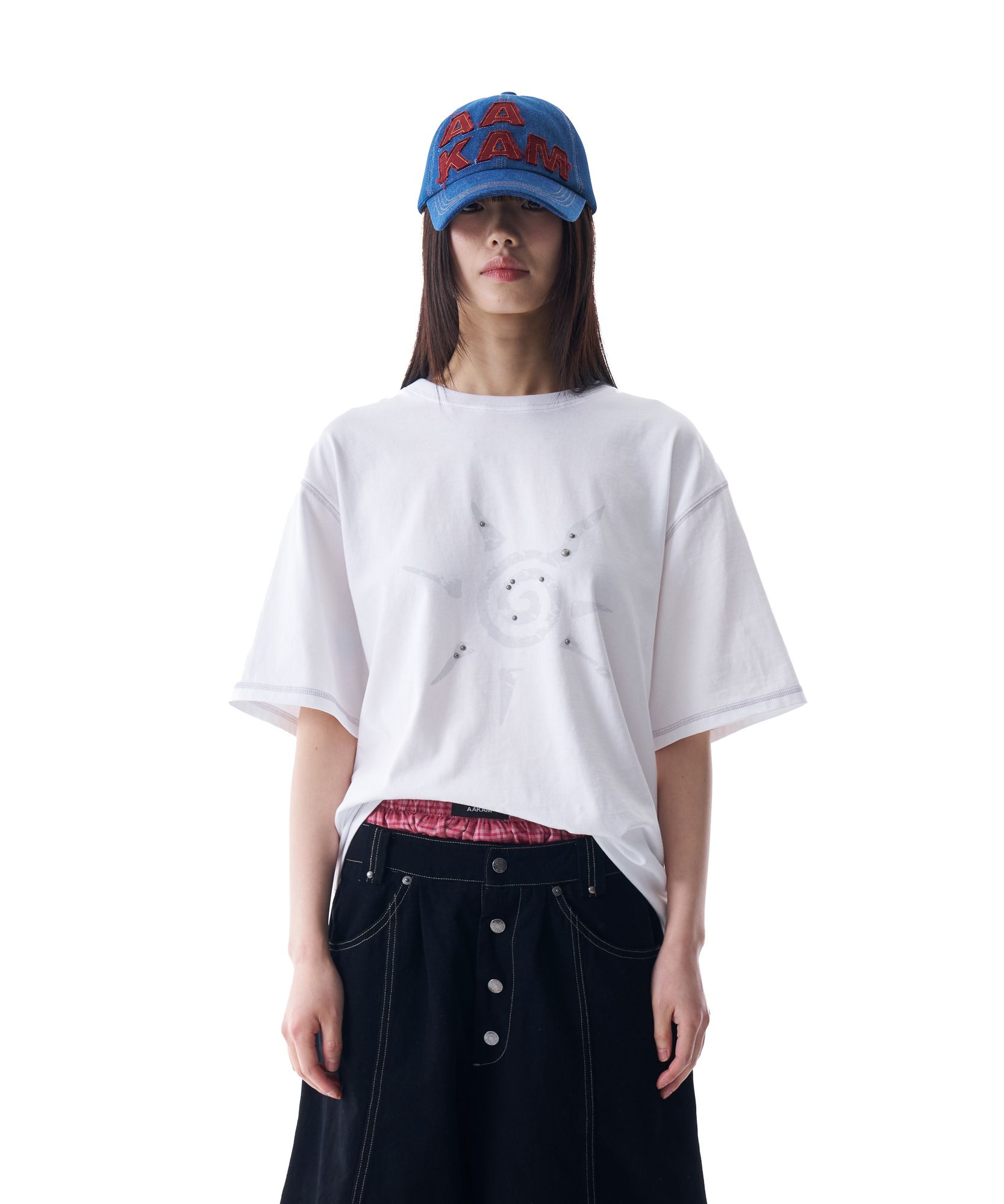 【AAKAM】Studded Sun Half Top ★男女兼用★追跡付 MUSINSA | AAKAM Studded Sun Half Top (White)