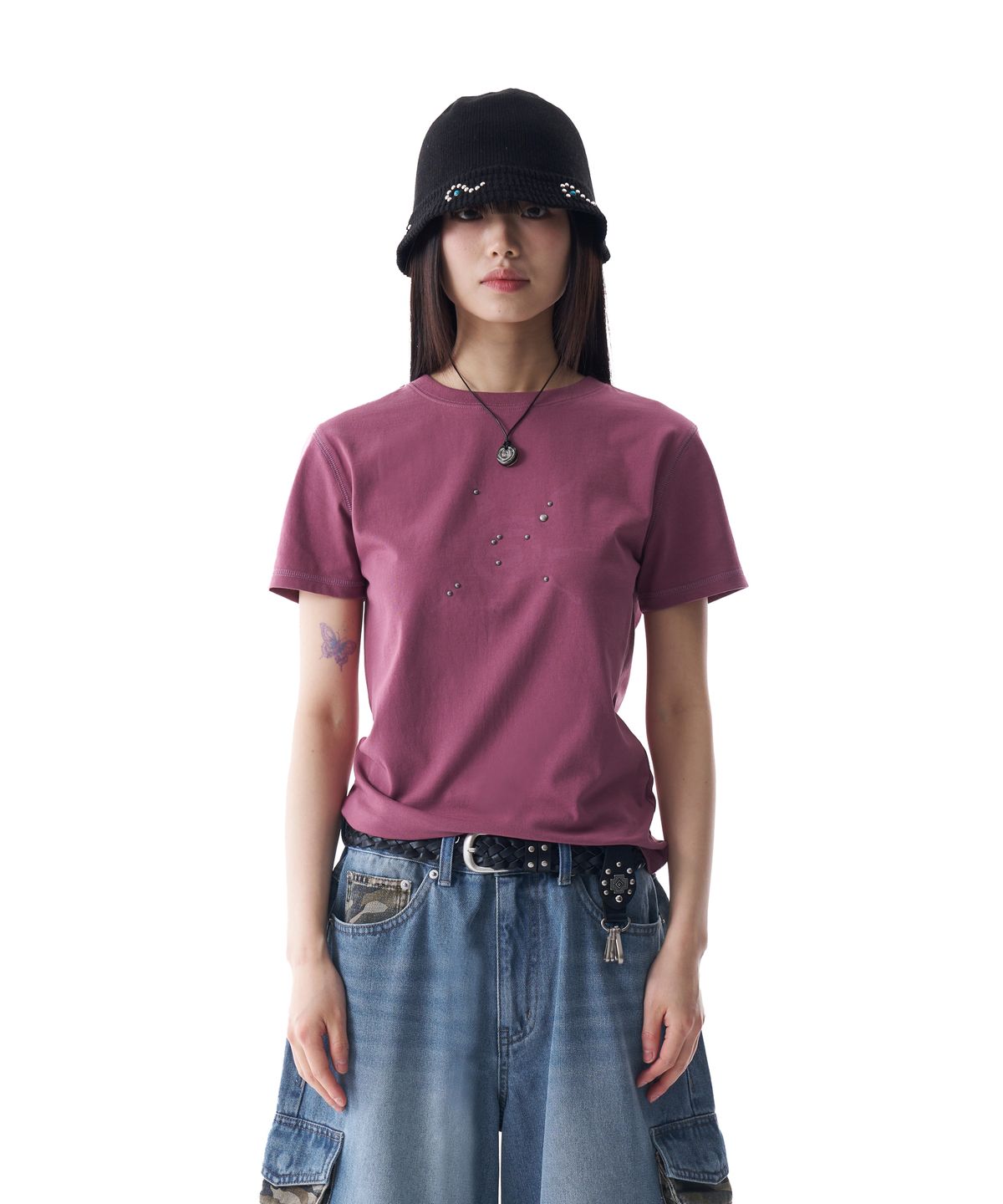 아캄(AAKAM) Studded Sun Half Top (Vintage Pink)