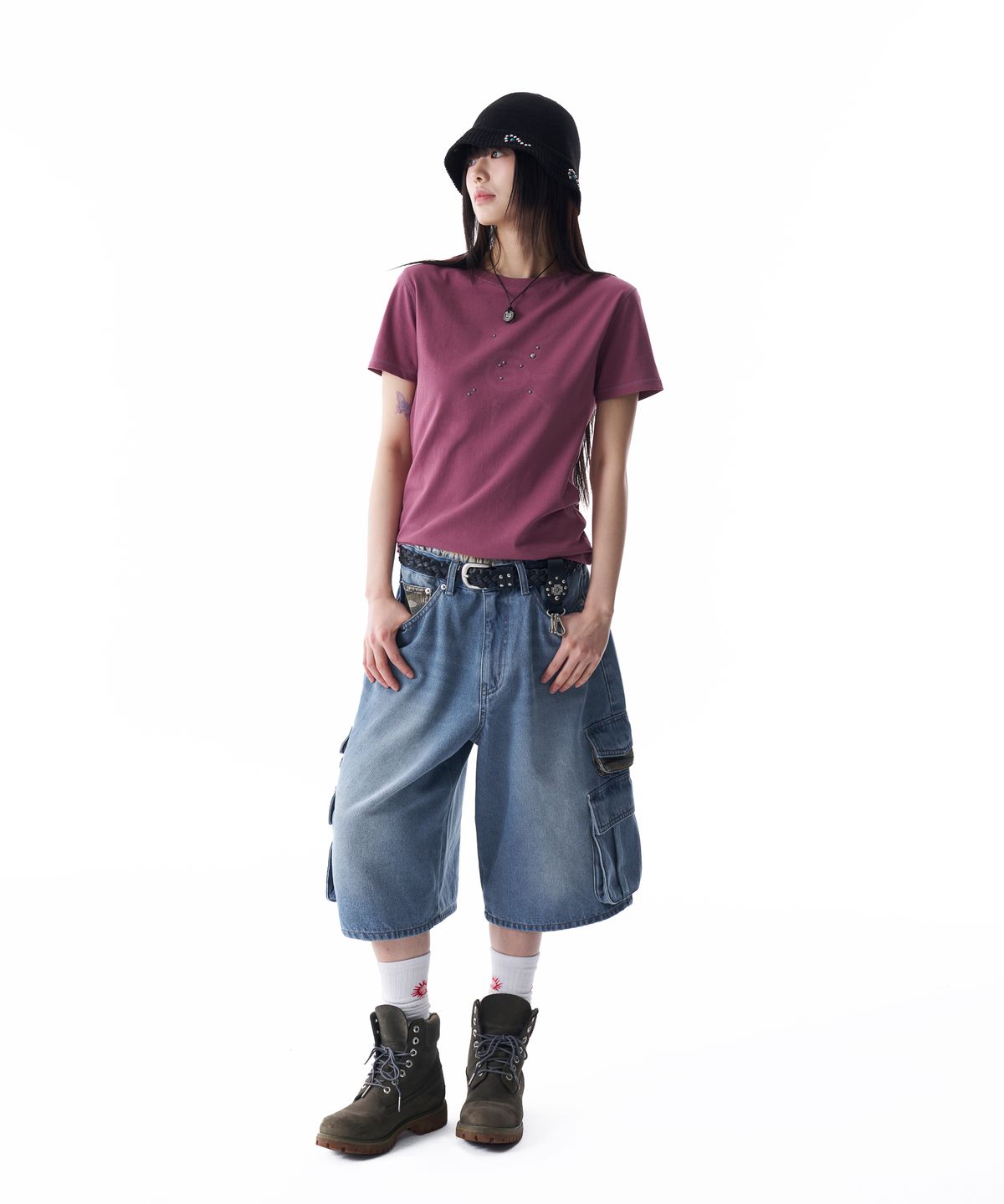 아캄(AAKAM) Studded Sun Half Top (Vintage Pink)
