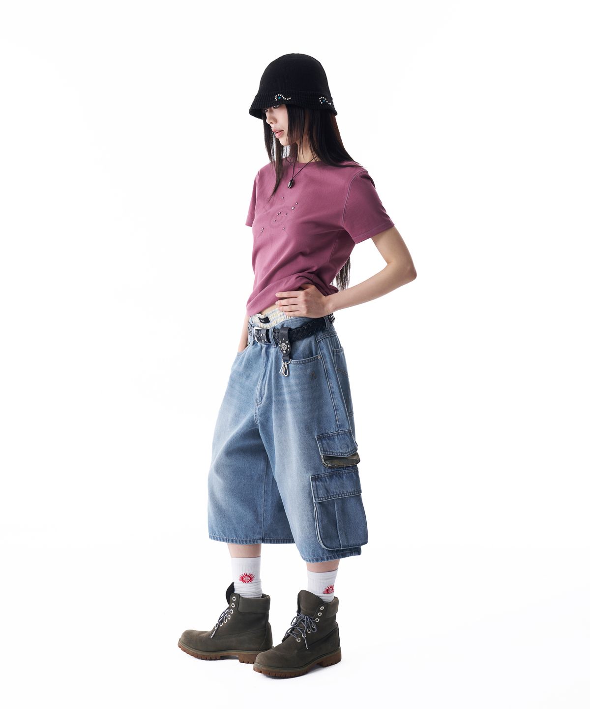 아캄(AAKAM) Studded Sun Half Top (Vintage Pink)