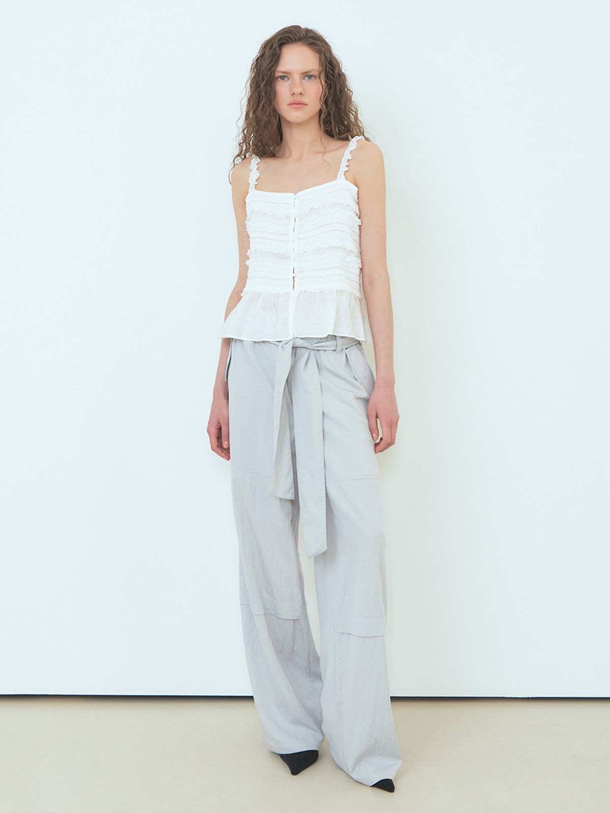 에트몽(ETMON) Back String Snap Pants Light Grey