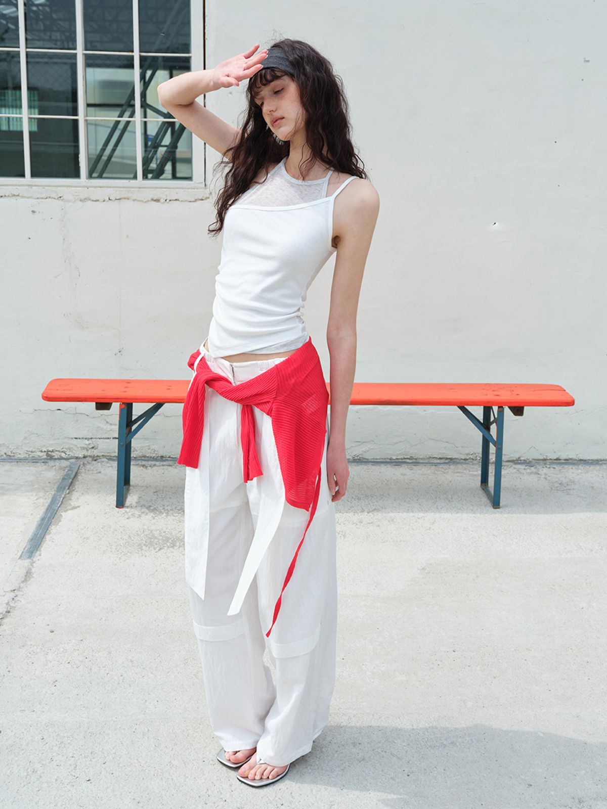 에트몽(ETMON) Back String Snap Pants White