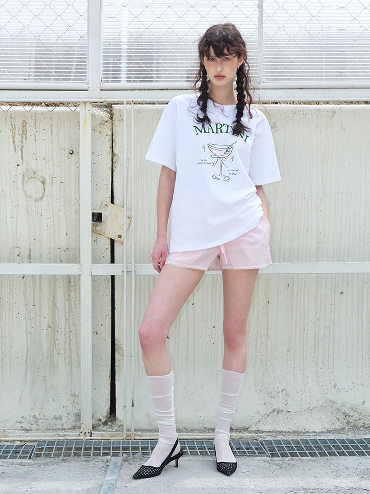 에트몽(ETMON) Nylon Lace Short Pants Light Pink