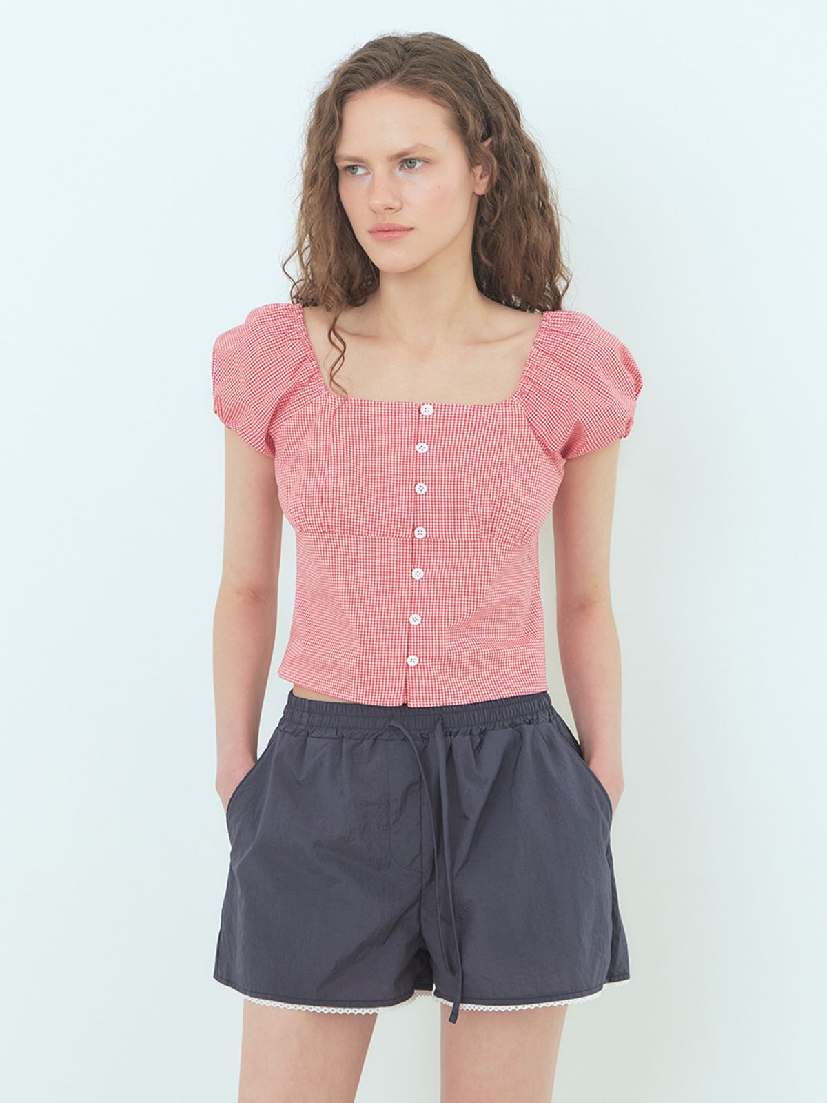 에트몽(ETMON) Nylon Lace Short Pants Dark Navy
