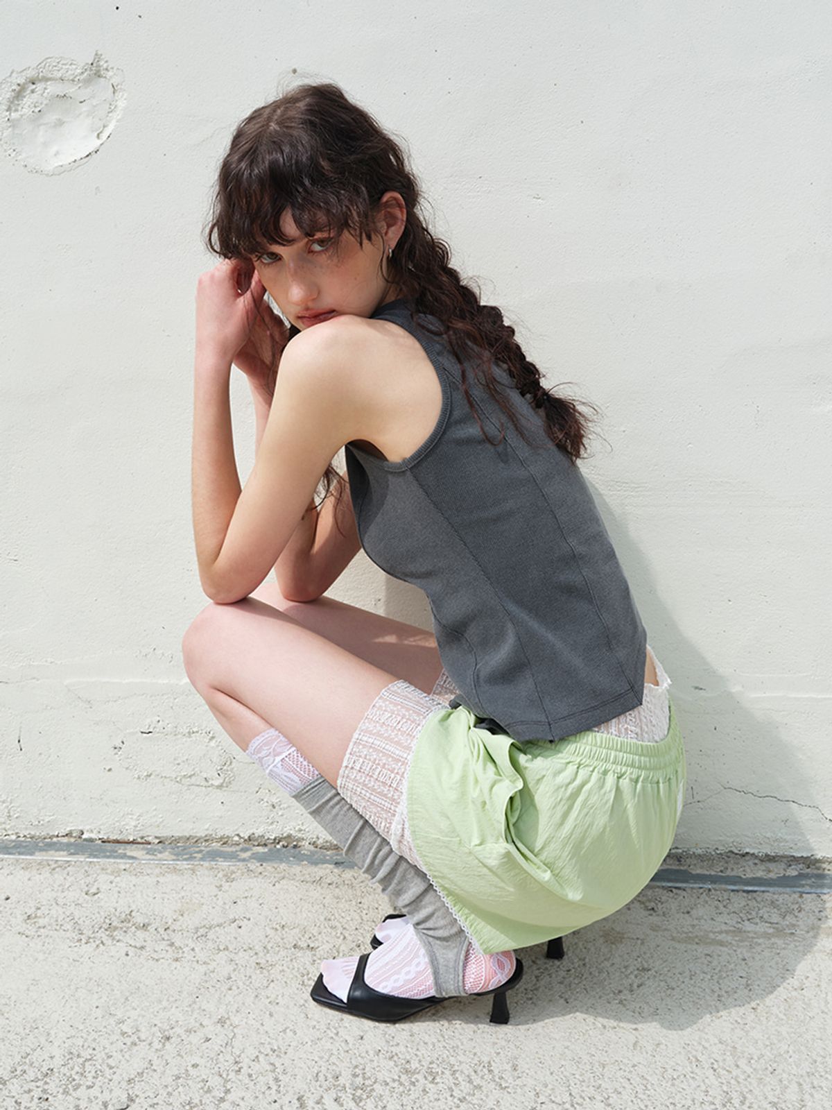 에트몽(ETMON) Nylon Lace Short Pants Light Green
