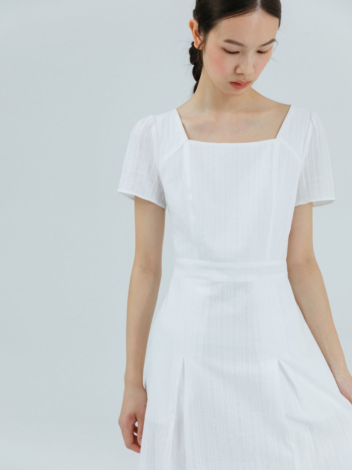 에트몽(ETMON) Cotton Square Long Dress, White