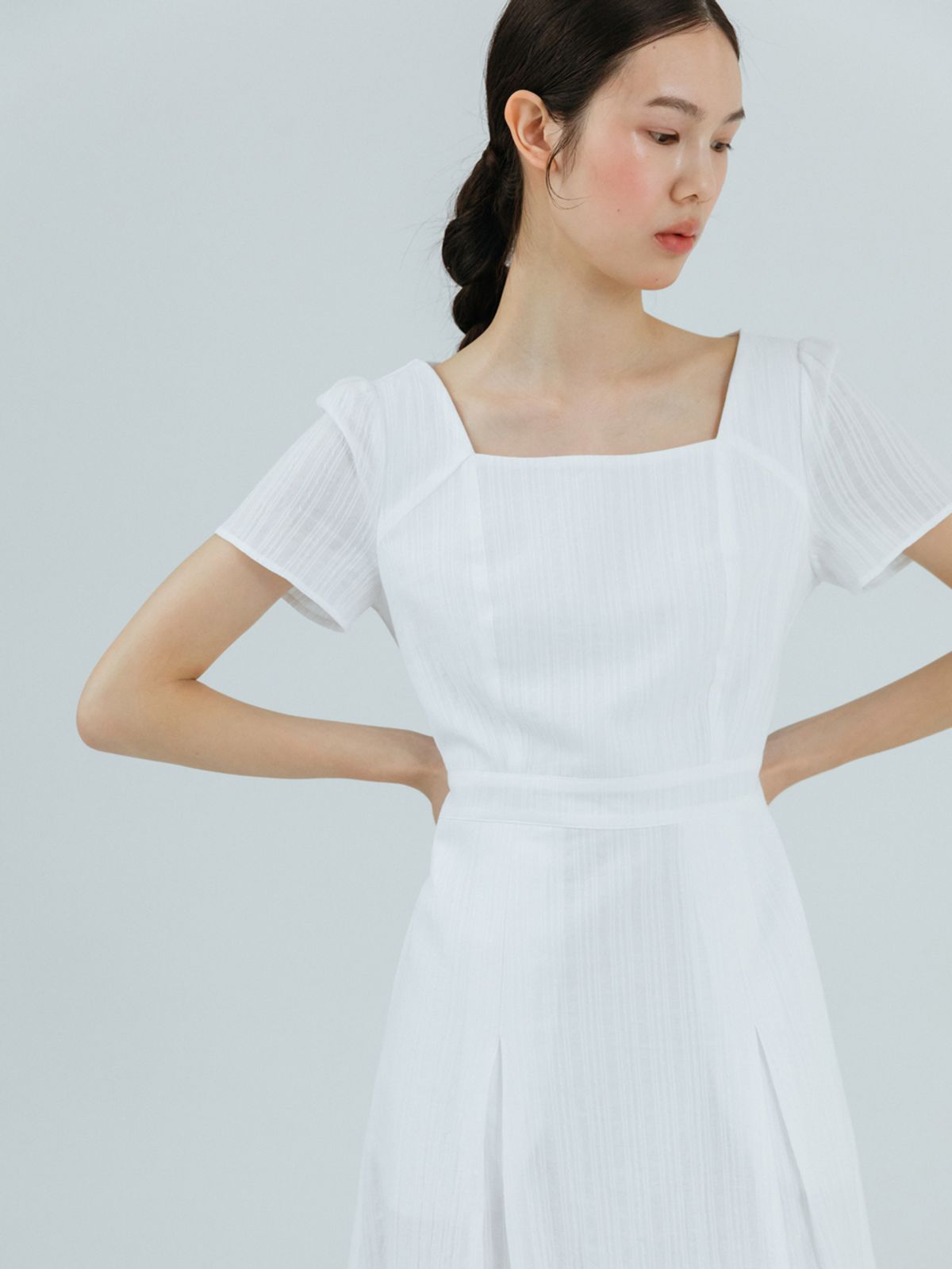 에트몽(ETMON) Cotton Square Long Dress, White