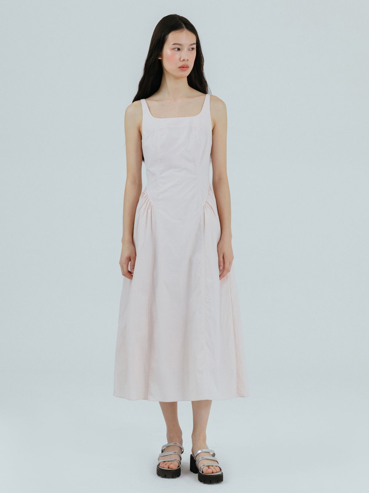 에트몽(ETMON) Volume Shirring Sleeveless Dress Pink