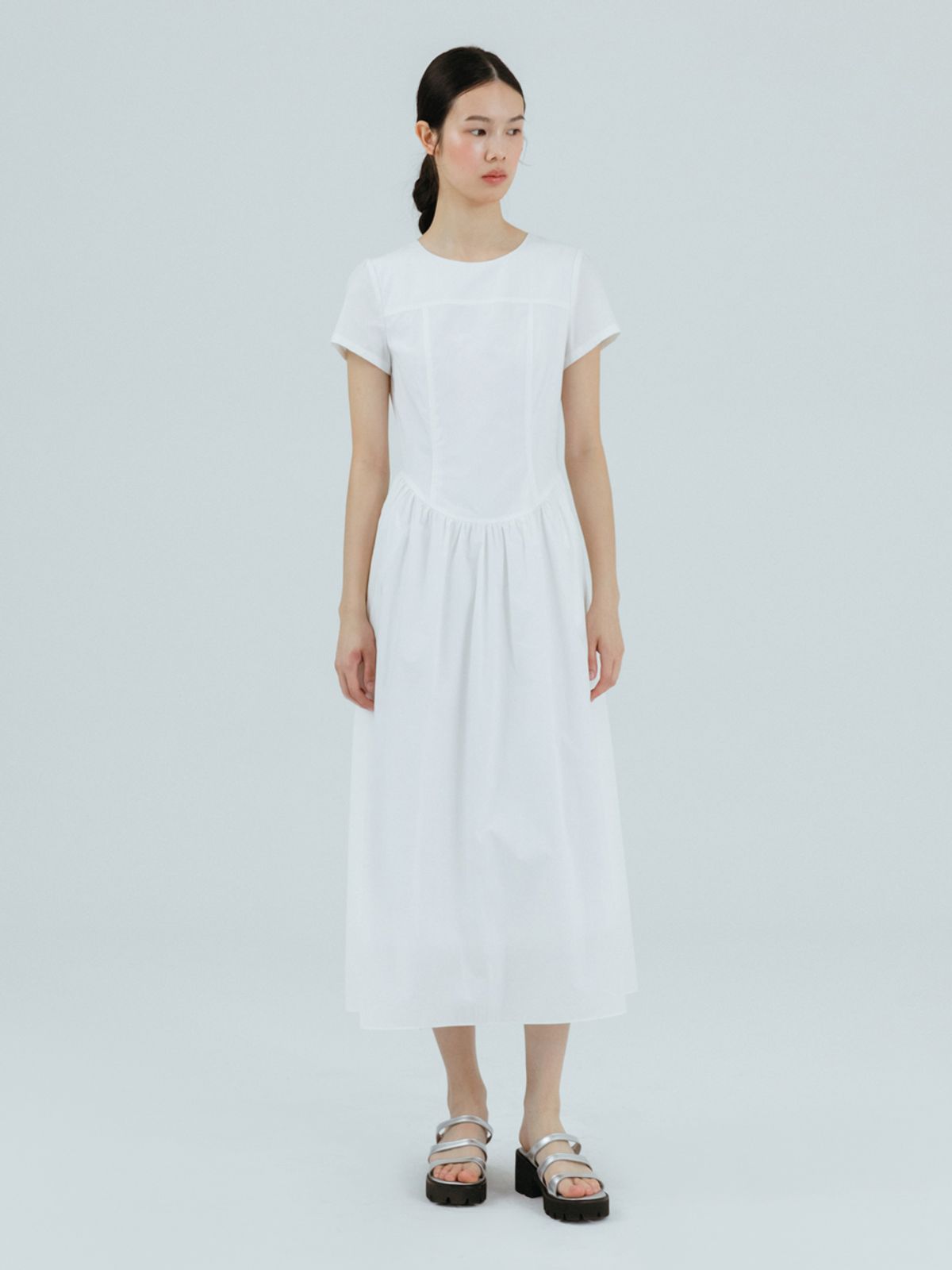 에트몽(ETMON) Round Shirring Dress Ivory