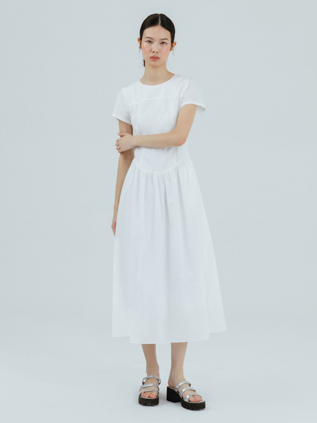 에트몽(ETMON) Round Shirring Dress Ivory