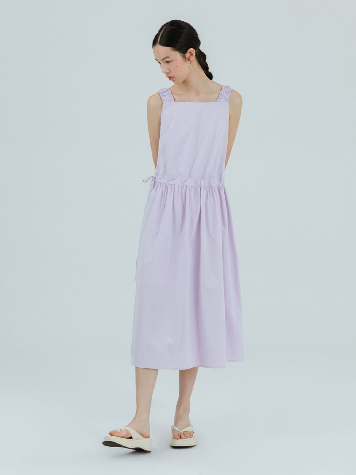 에트몽(ETMON) Apron Side Strap Dress Lavender