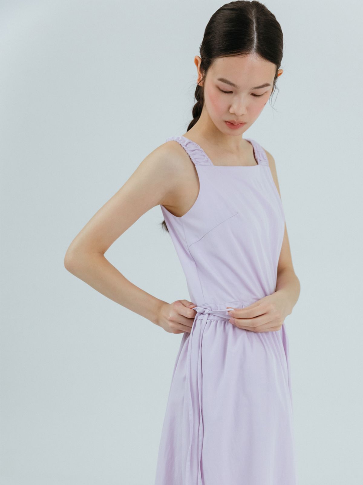 에트몽(ETMON) Apron Side Strap Dress Lavender