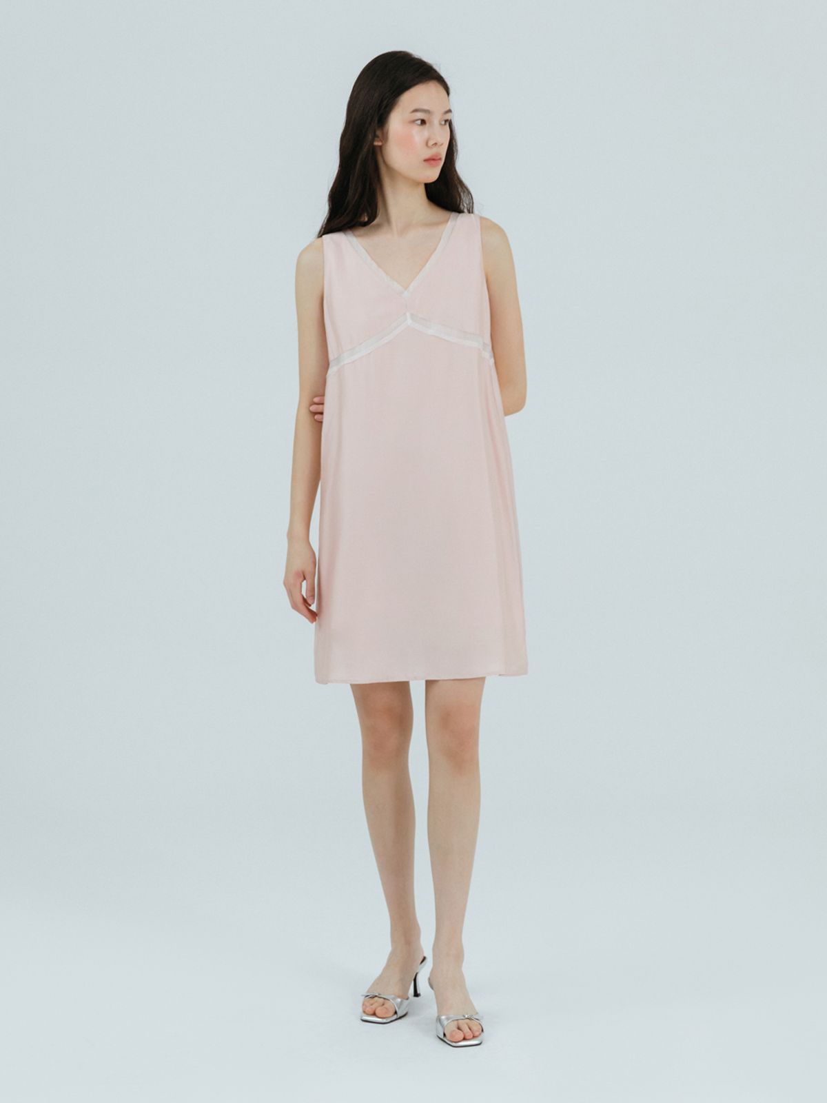 에트몽(ETMON) Silky Layered Sleeveless Dress Light Pink