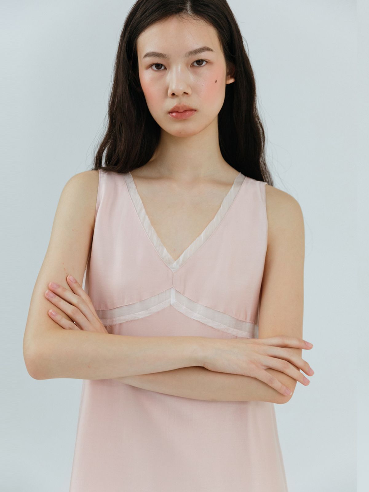 에트몽(ETMON) Silky Layered Sleeveless Dress Light Pink