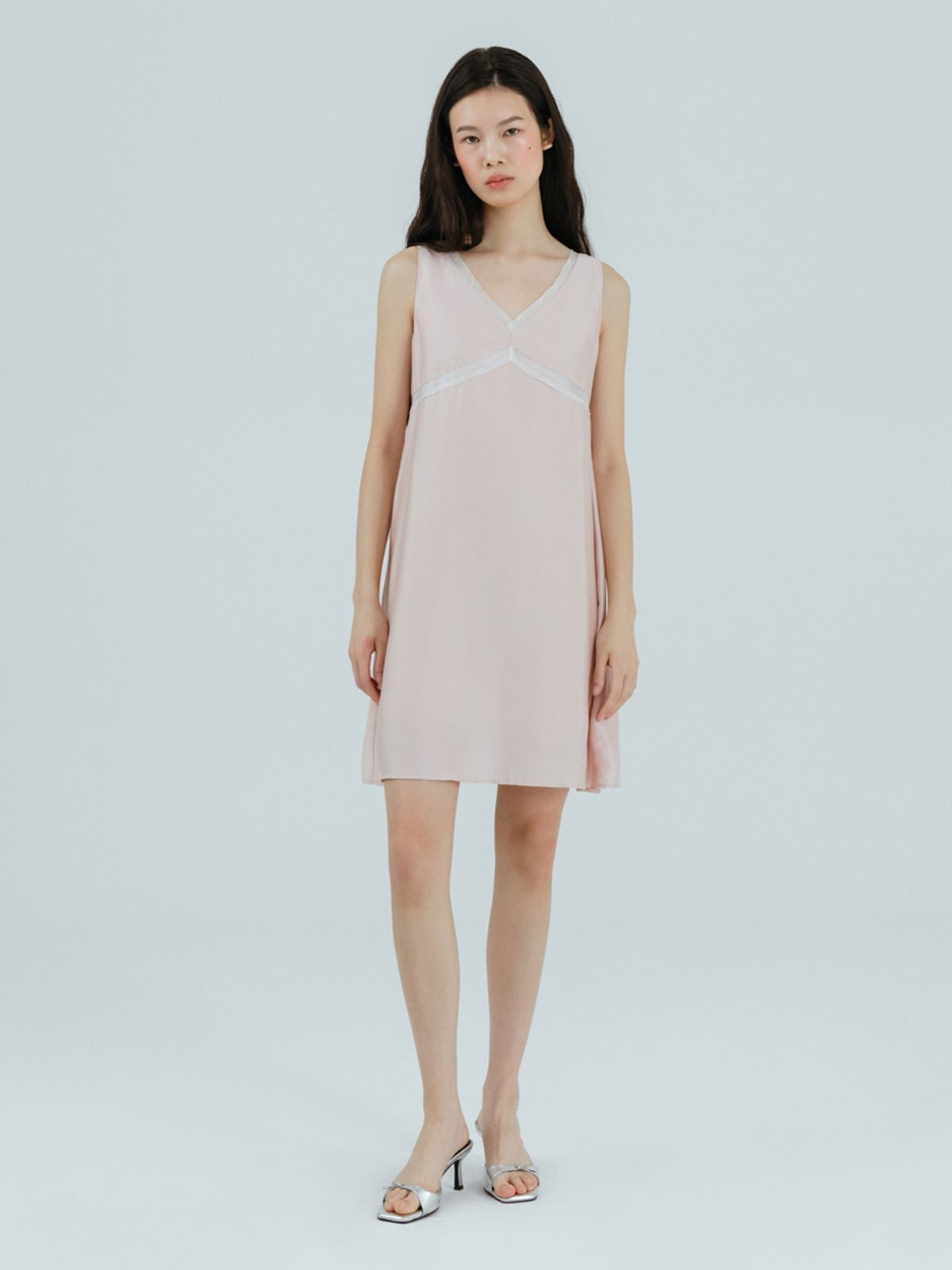 에트몽(ETMON) Silky Layered Sleeveless Dress Light Pink