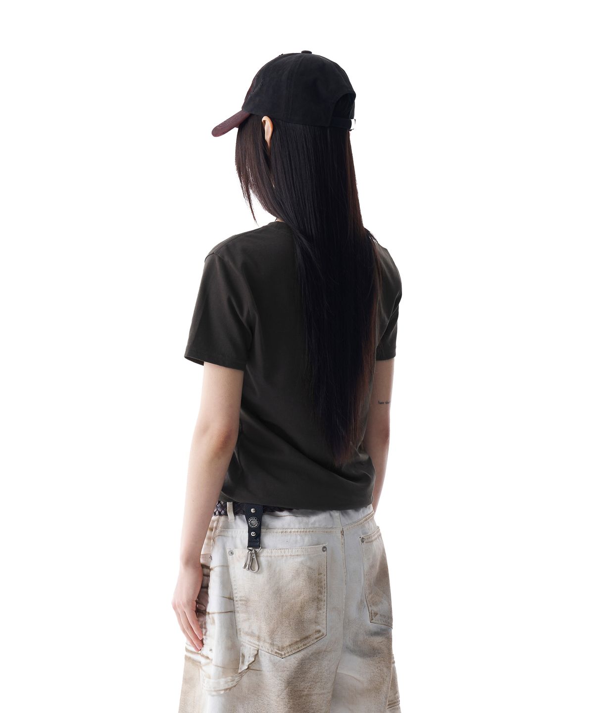 아캄(AAKAM) Cracked VTG Printed Half Top (Dark Gray)