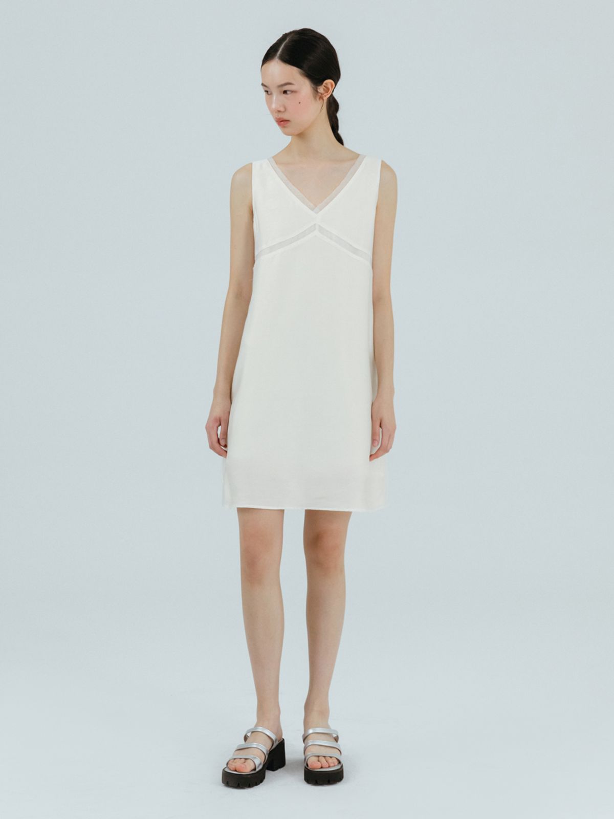 에트몽(ETMON) Silky Layered Sleeveless Dress Ivory