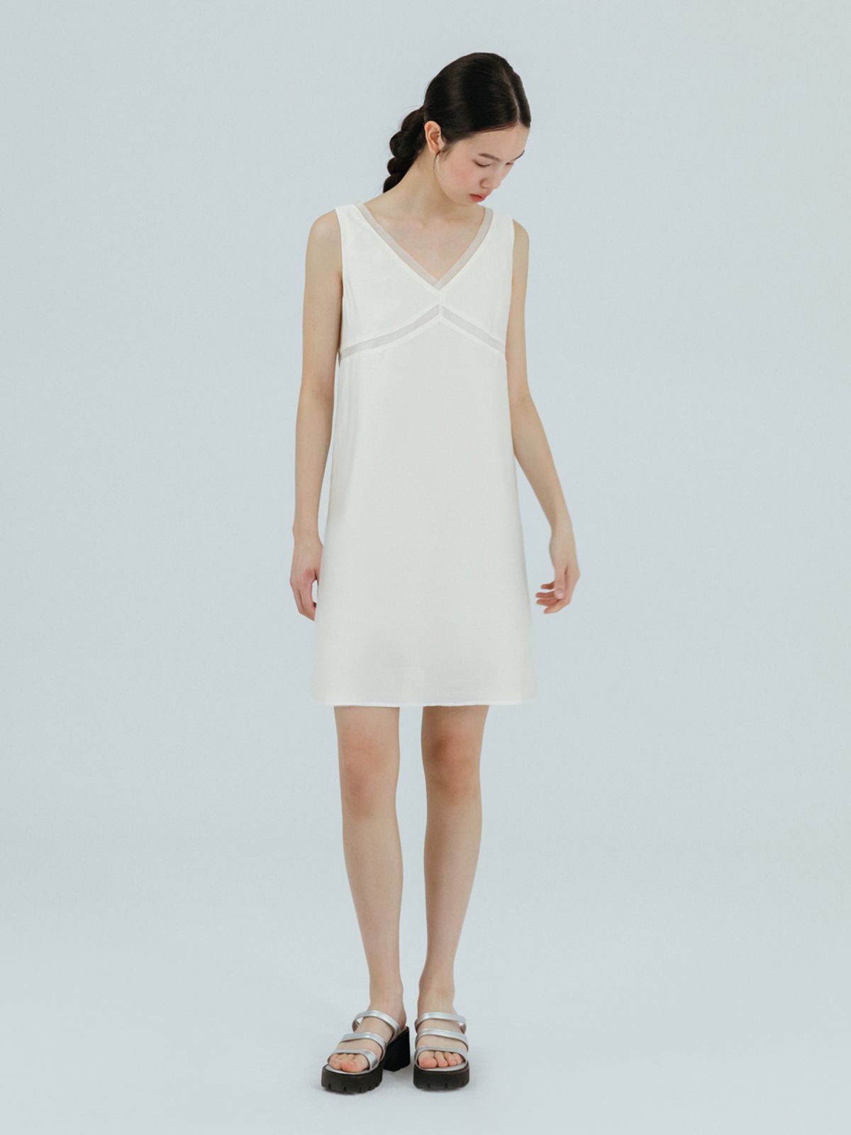 에트몽(ETMON) Silky Layered Sleeveless Dress Ivory