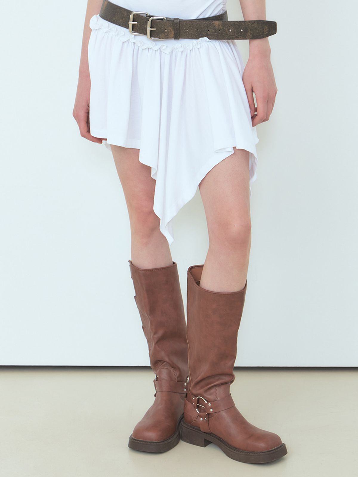 에트몽(ETMON) One-Shoulder Frill Mini Dress White