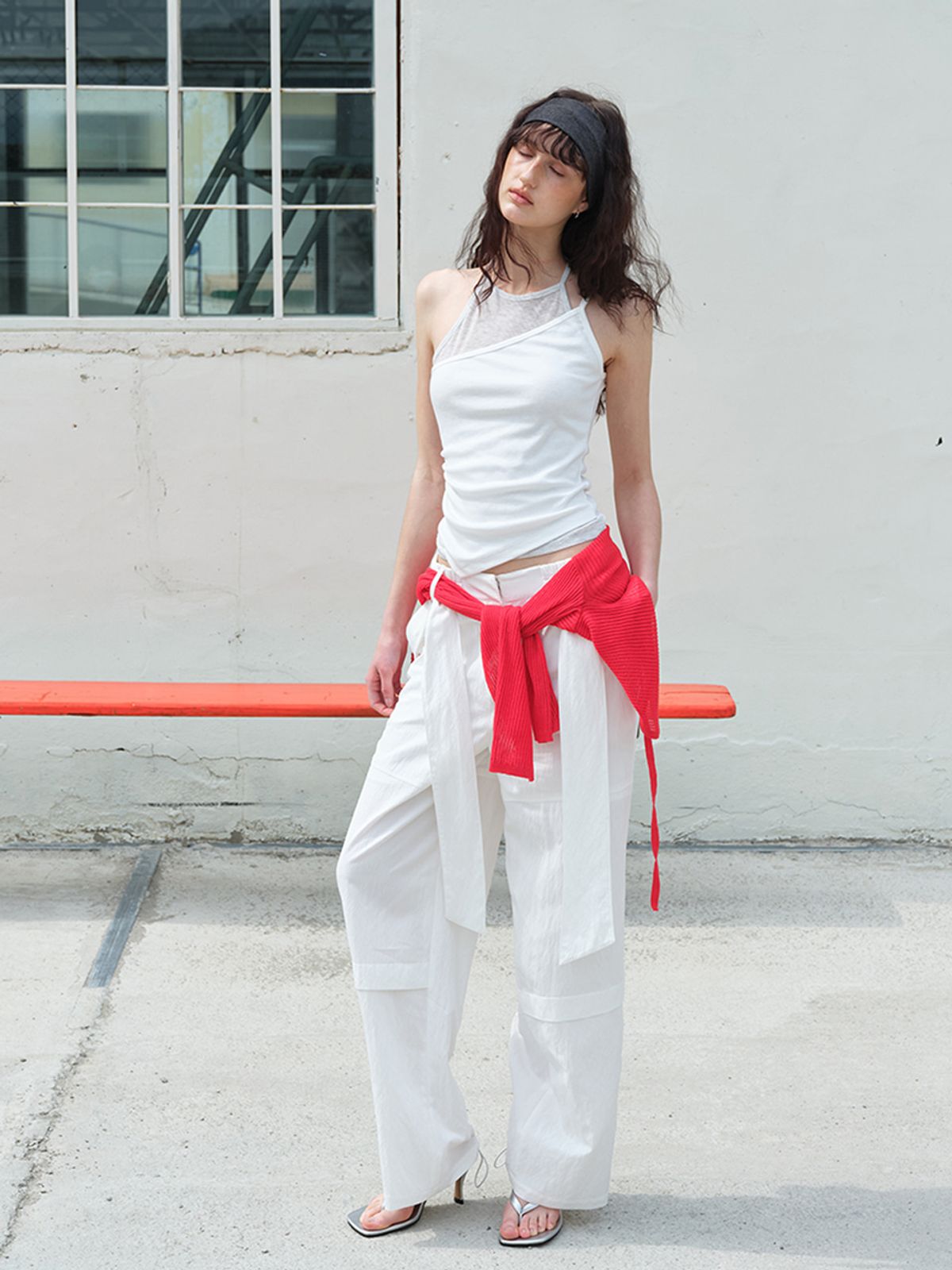 에트몽(ETMON) Halter Layered Sleeveless Top White