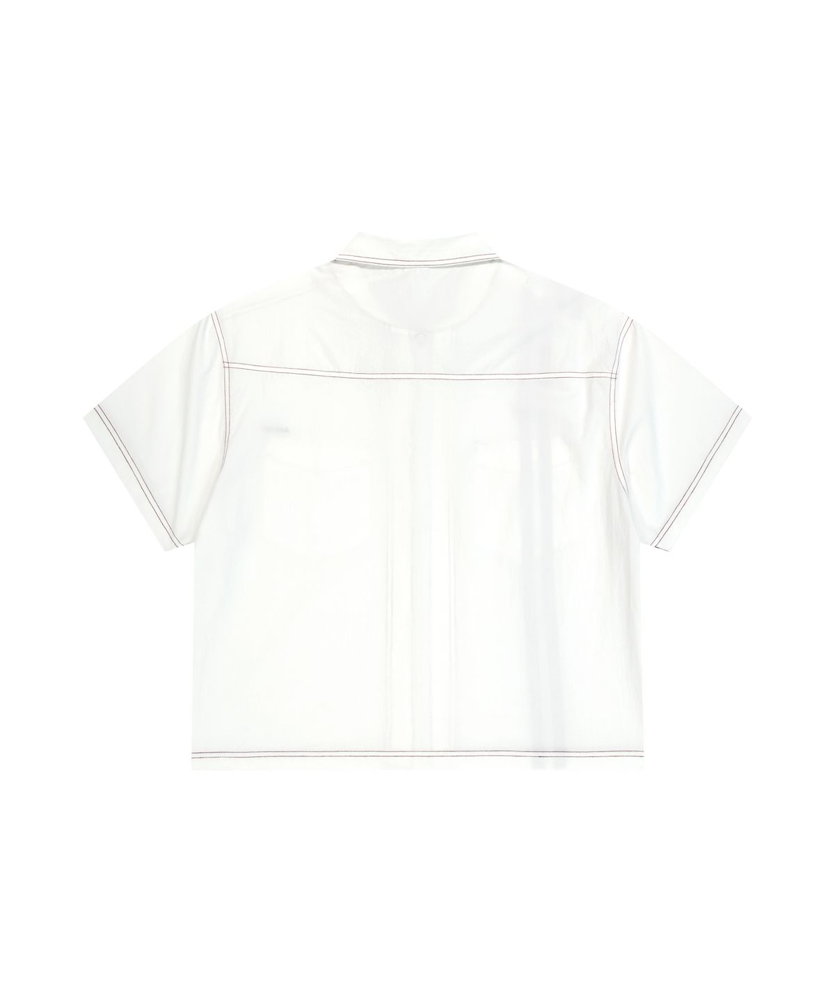 아캄(AAKAM) 2-Lined Zip-Up Half Shirts (White)