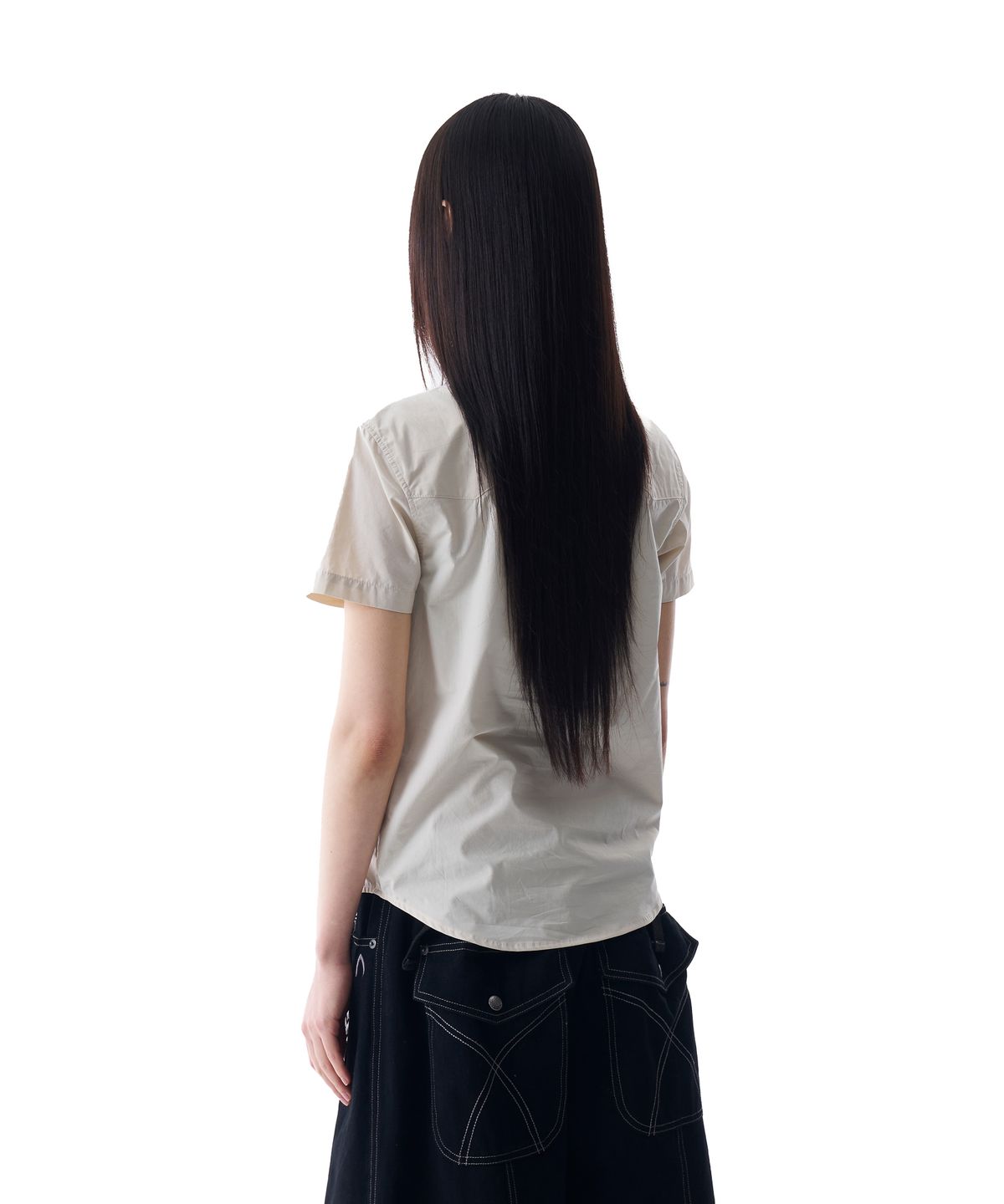 아캄(AAKAM) Needlework Cuba Half Shirts (Beige)