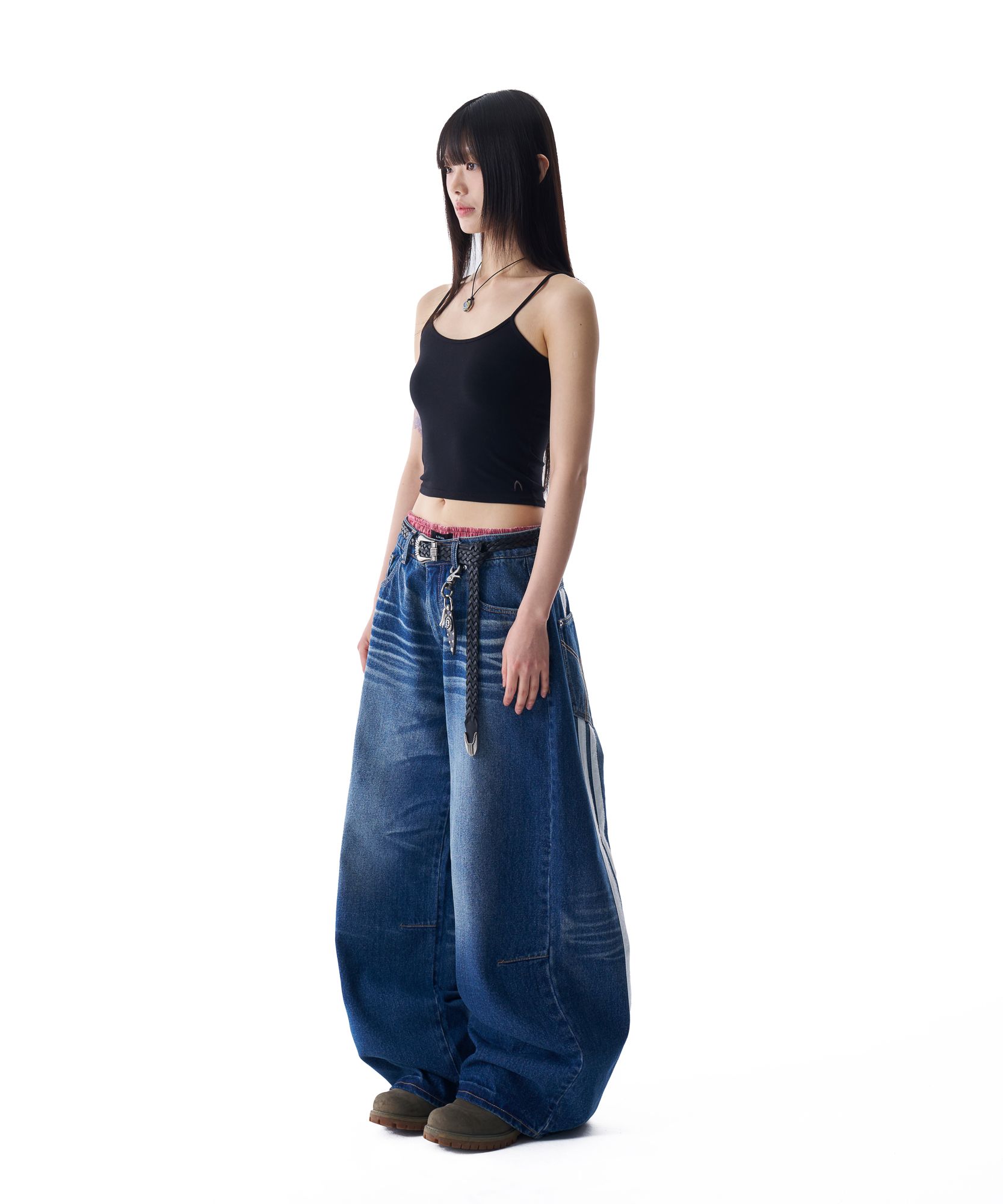 ★AAKAM★ 2-Lined Eyelet Washed Denim Pants MUSINSA | AAKAM 2-Lined Eyelet Washed Denim Pants (Blue)