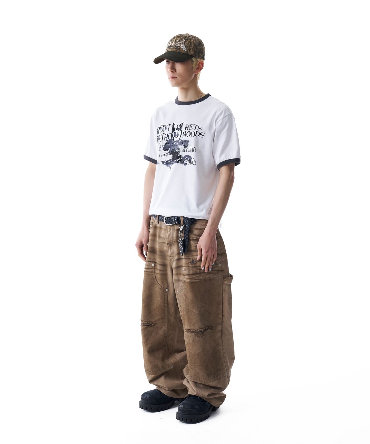 아캄(AAKAM) Dirty Washed Double Knee Cotton Pants (Beige)