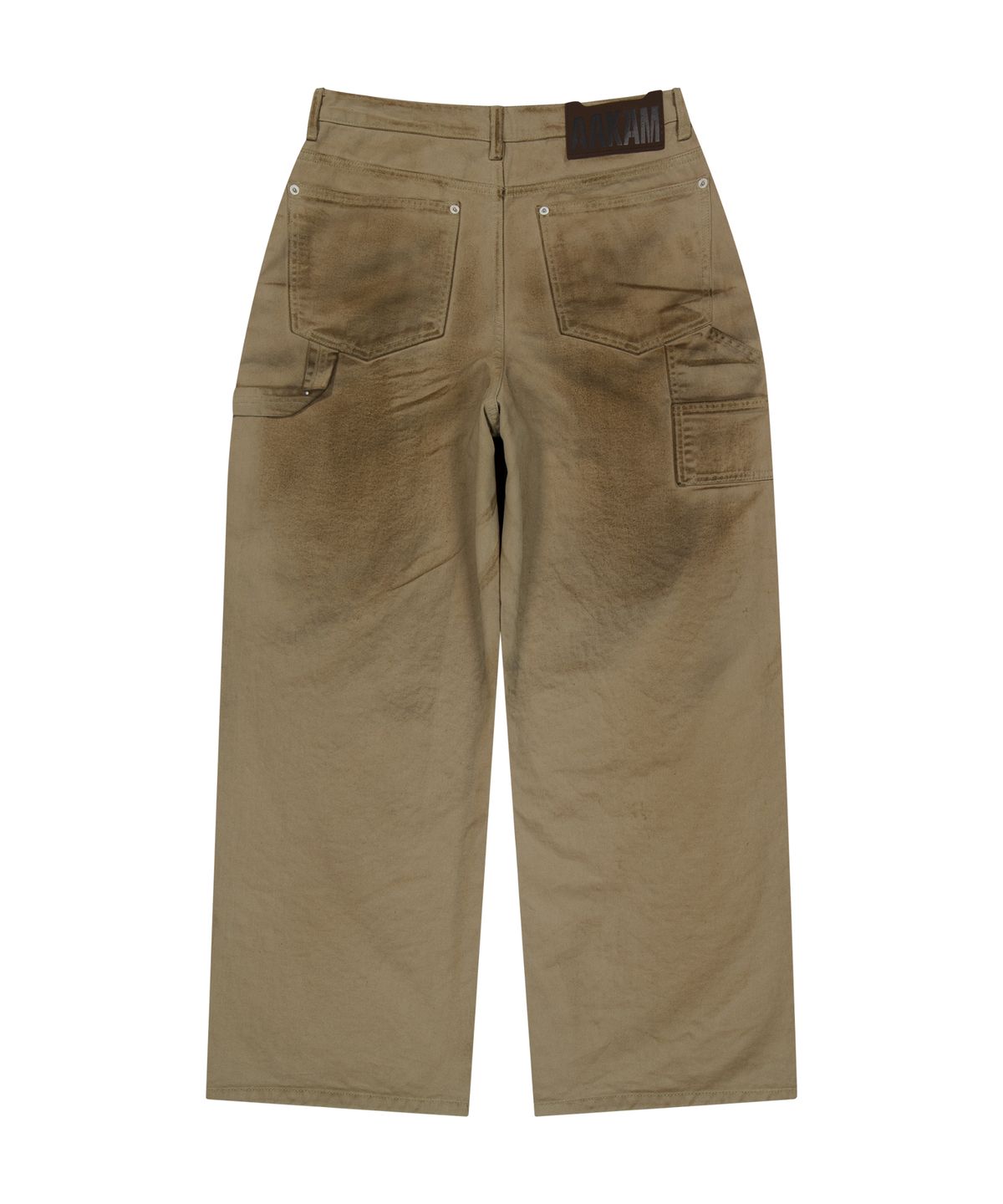 아캄(AAKAM) Dirty Washed Double Knee Cotton Pants (Beige)