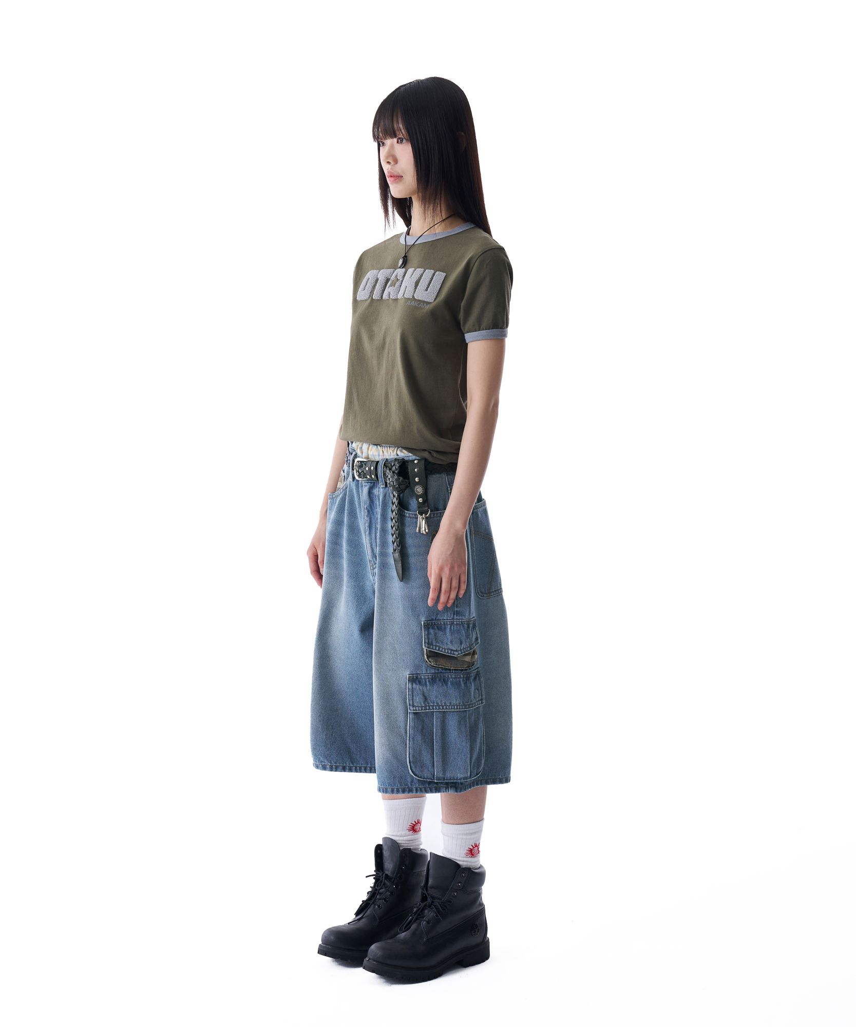 【AAKAM】Camo Patch Bermuda Denim Cargo Pants ★男女兼用★ MUSINSA公式 | AAKAM Camo Patch Bermuda Denim Cargo Pants (Blue)