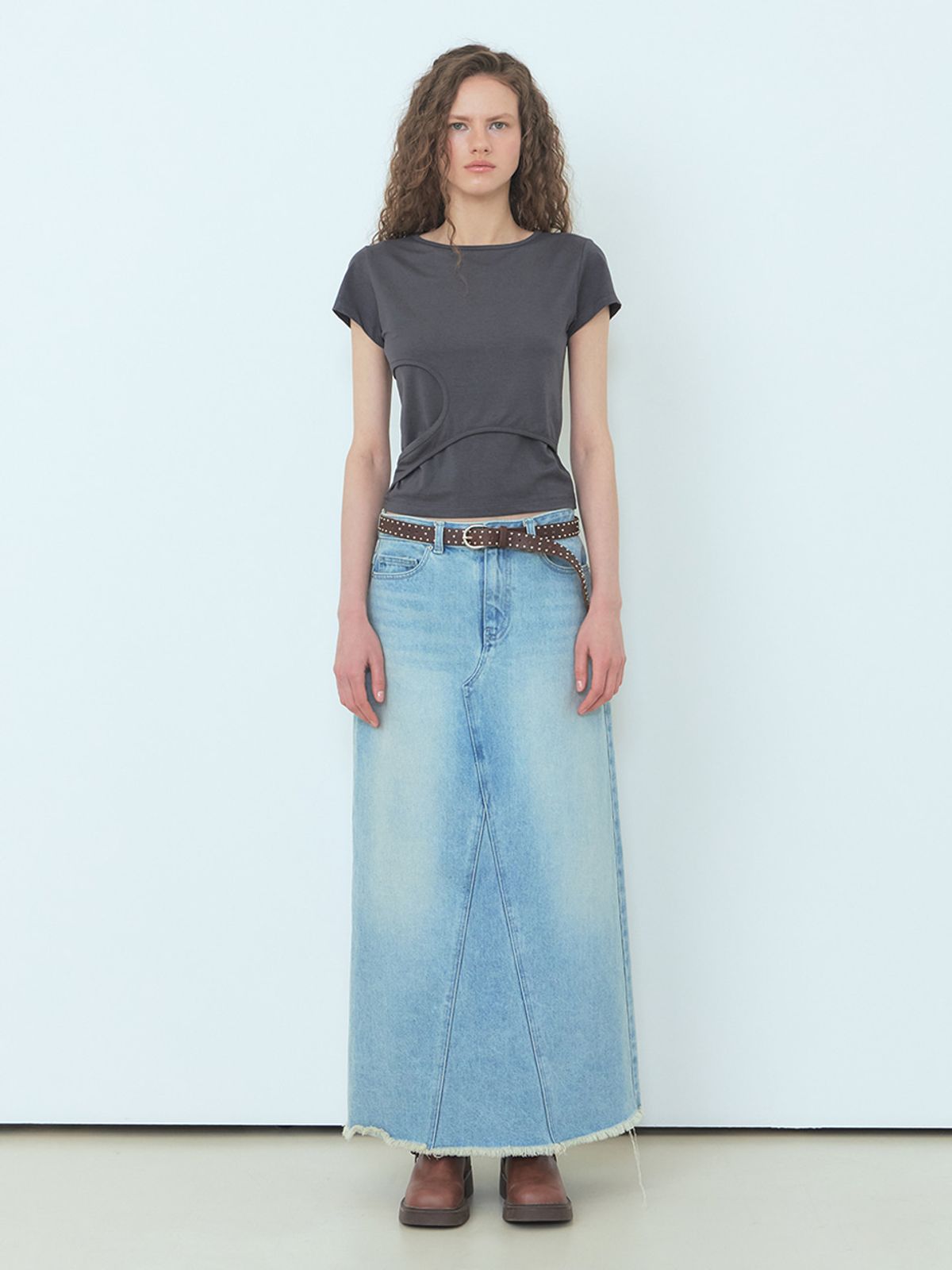 에트몽(ETMON) Cutting Layered T-Shirt Charcoal