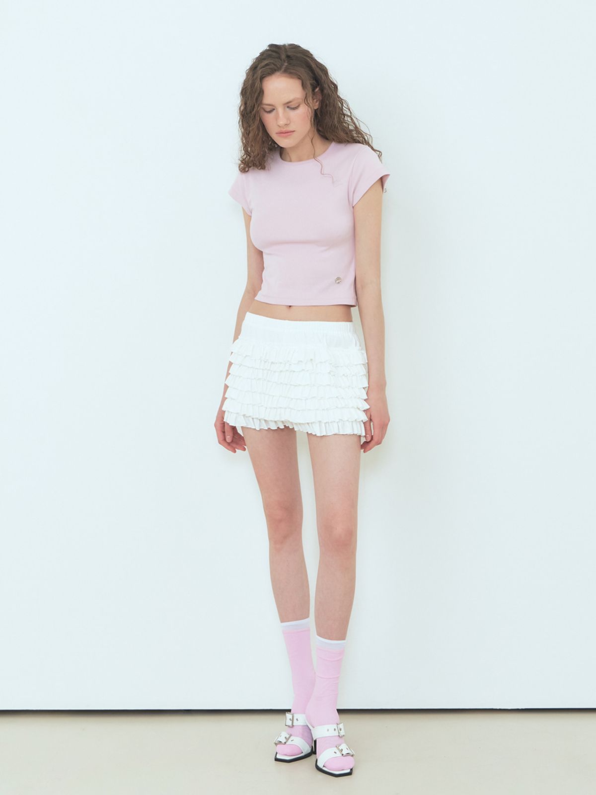 에트몽(ETMON) Cap Sleeve T-Shirt Pink