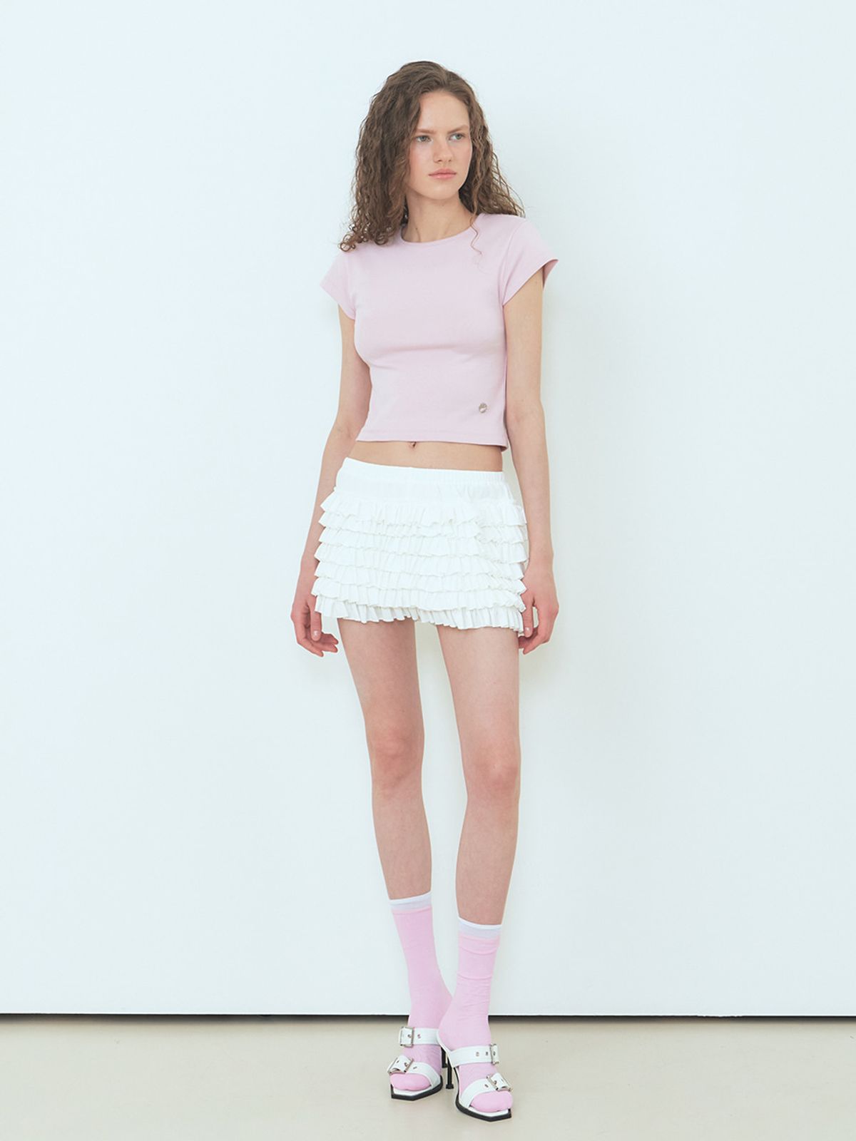 에트몽(ETMON) Cap Sleeve T-Shirt Pink