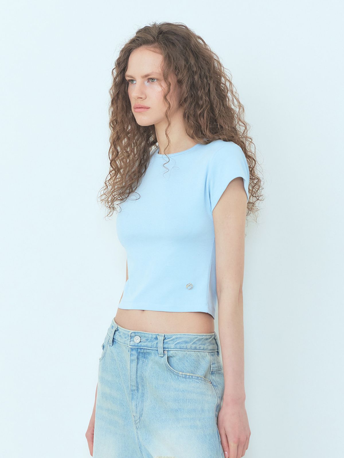 에트몽(ETMON) Cap Sleeve T-Shirt Sky Blue