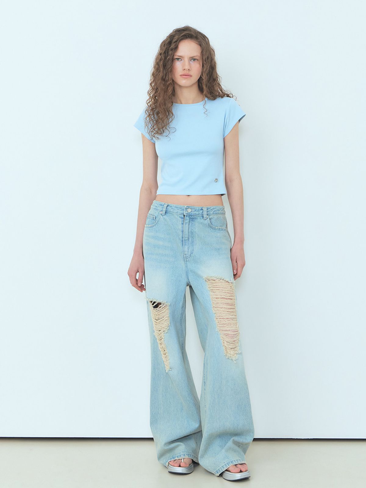 에트몽(ETMON) Cap Sleeve T-Shirt Sky Blue