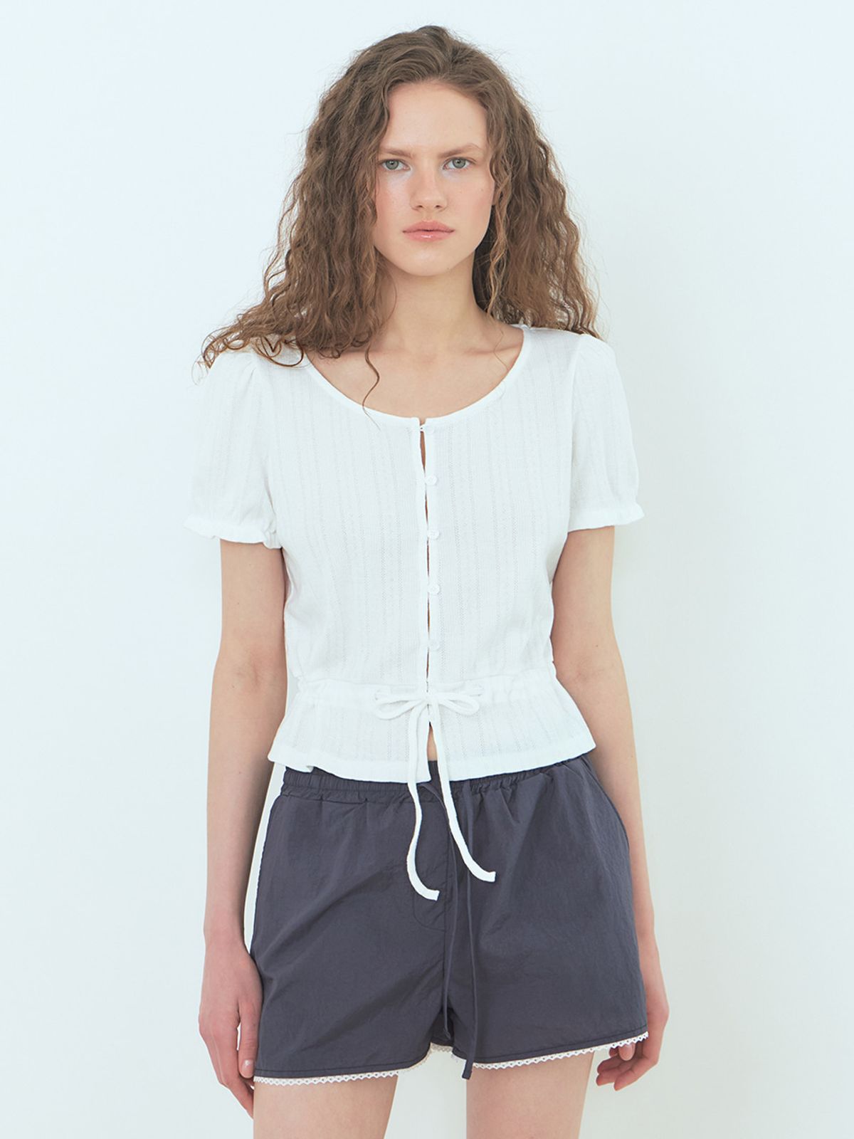 에트몽(ETMON) Eyelet Cotton Blouse White
