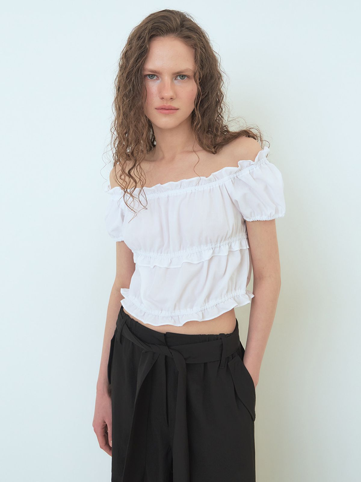 에트몽(ETMON) Banding Shirring Blouse White