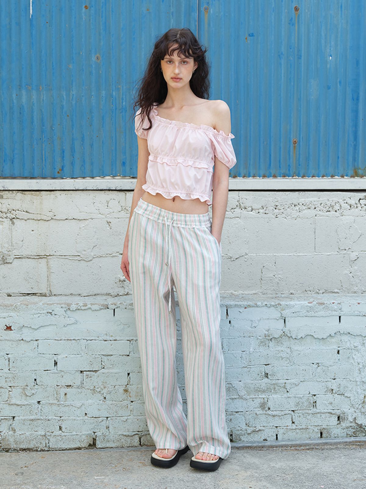 에트몽(ETMON) Banding Shirring Blouse Light Pink